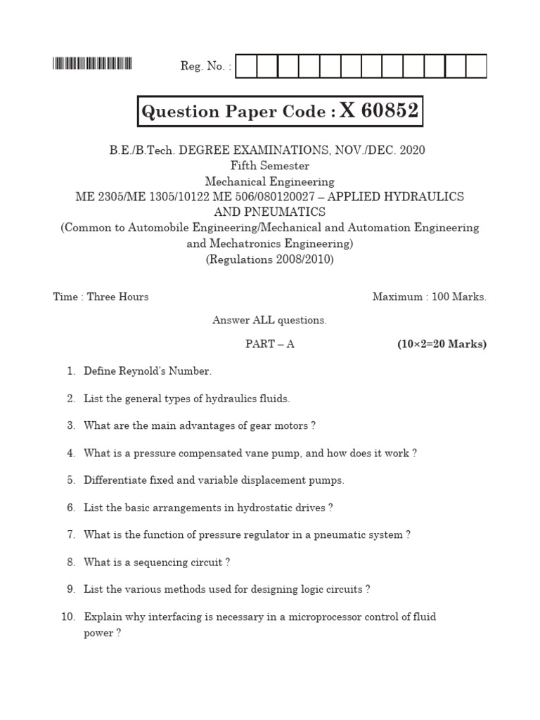 MECHND2020ME 2305Applied Hydraulics and Pneumatics582039598ME2305ME1305APPLIED