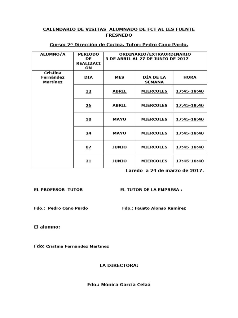 Calendario Visitas FCT Permisos Pedro PDF