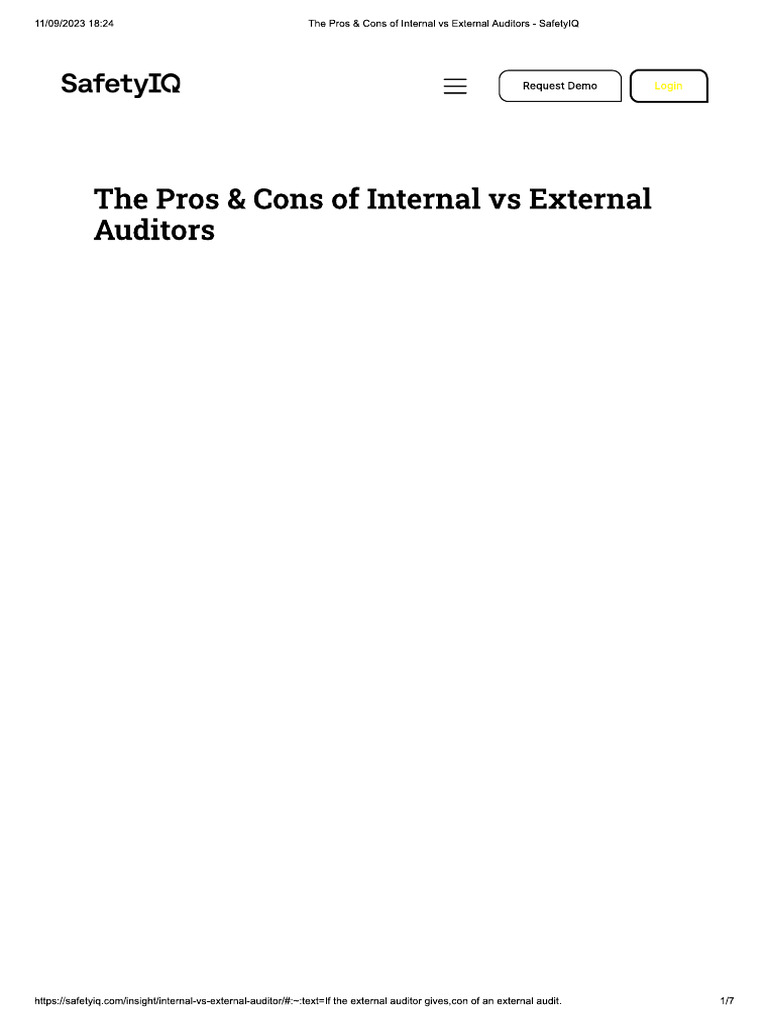 The pros cons of internal vs external auditors pdf
