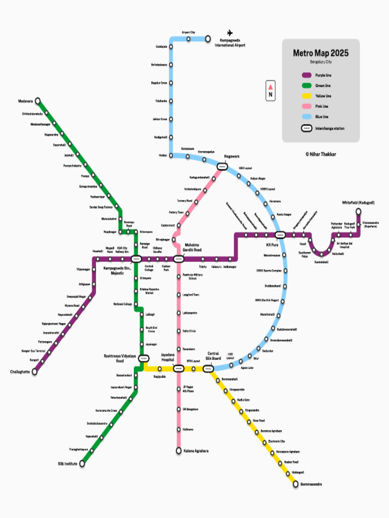 Metro Map 2025 Bengaluru City PDF Rapid Transit Public Transport