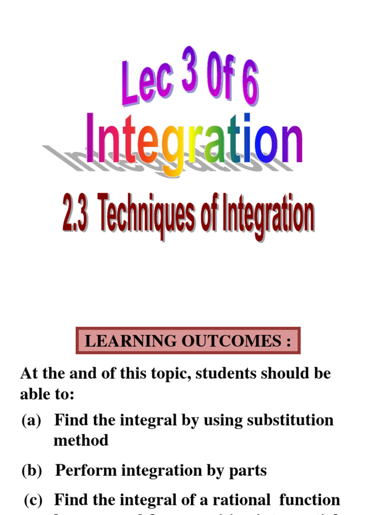 Techniques of Integration Explained | PDF | Mathematical Relations ...