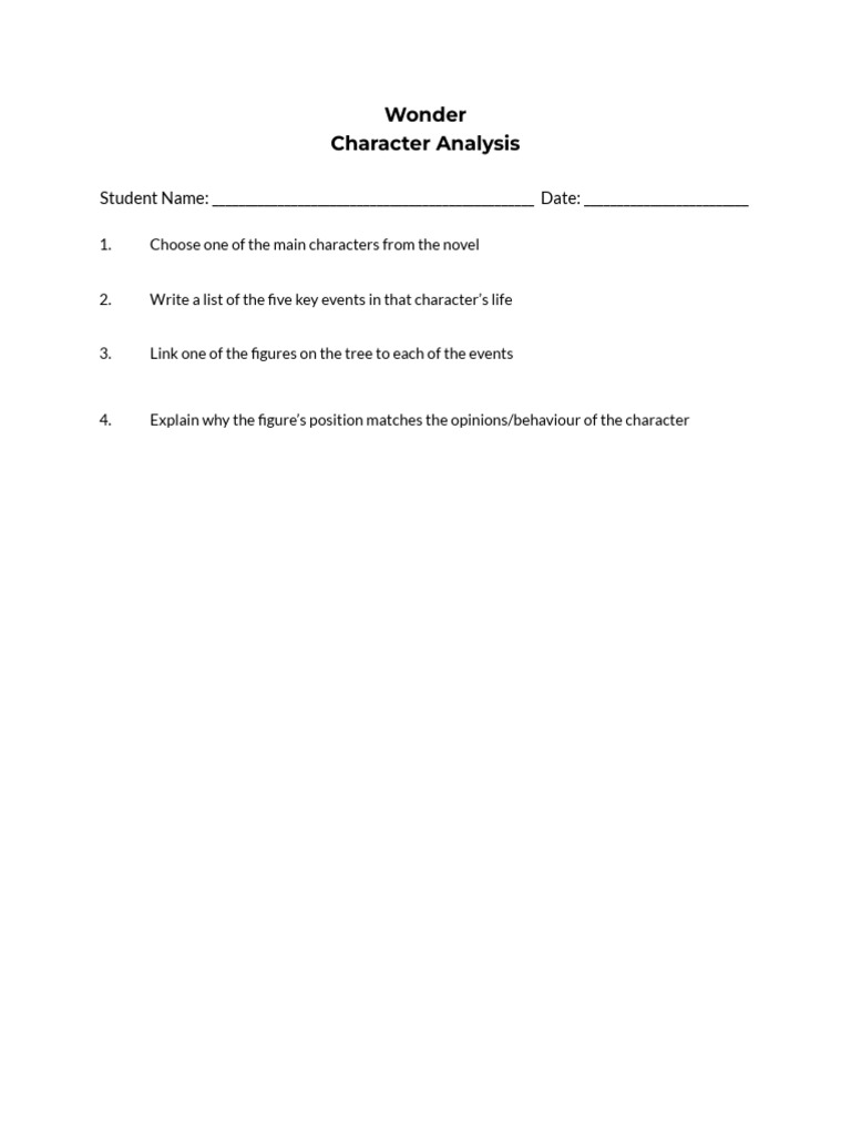 Character Analysis Worksheet PDF