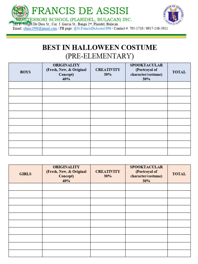 Halloween Costume Spooky FINAL JUDGING PDF Cleaning Hygiene