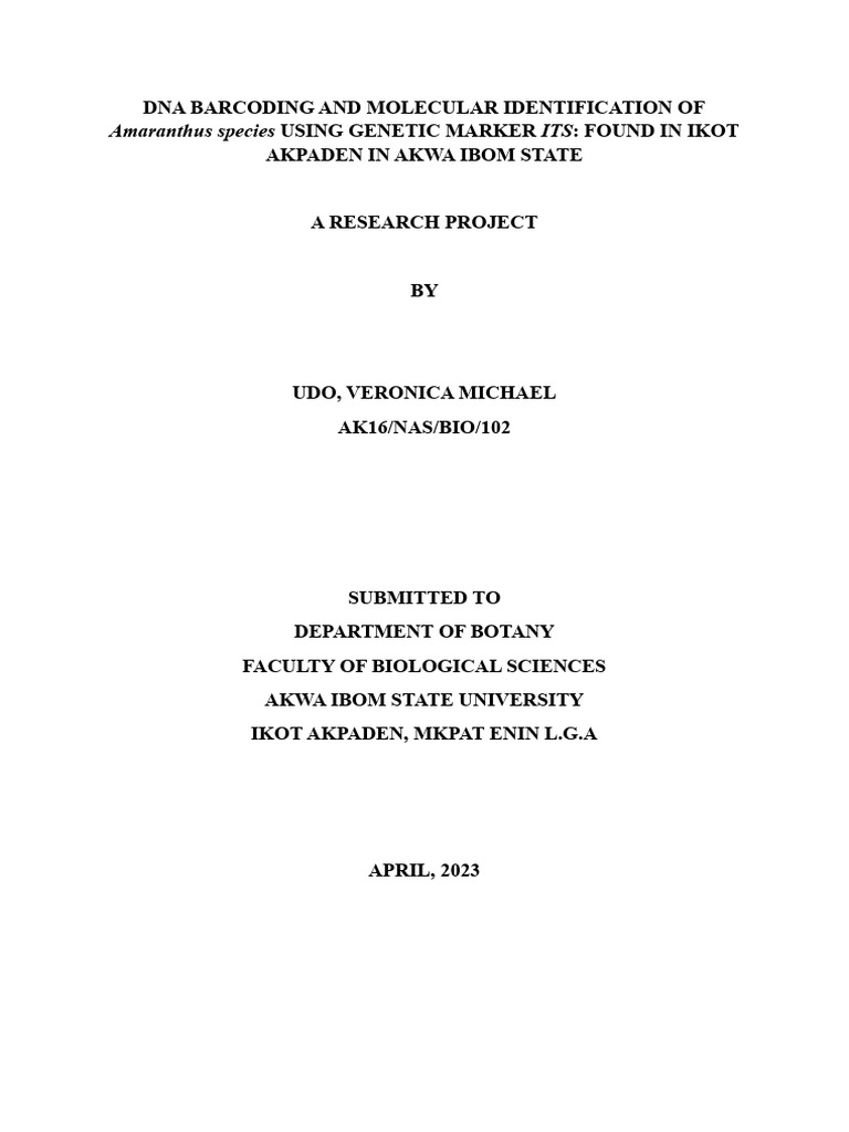 DNA BARCODING PROJECT Submit PDF Cell (Biology) Nucleic Acid Sequence