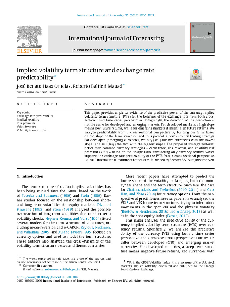 Implied Volatility and Exchange Rate Predictability | PDF | Greeks ...