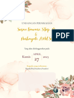 Blue Brown Simple Floral Frame and Watercolor Background Wedding Invitation