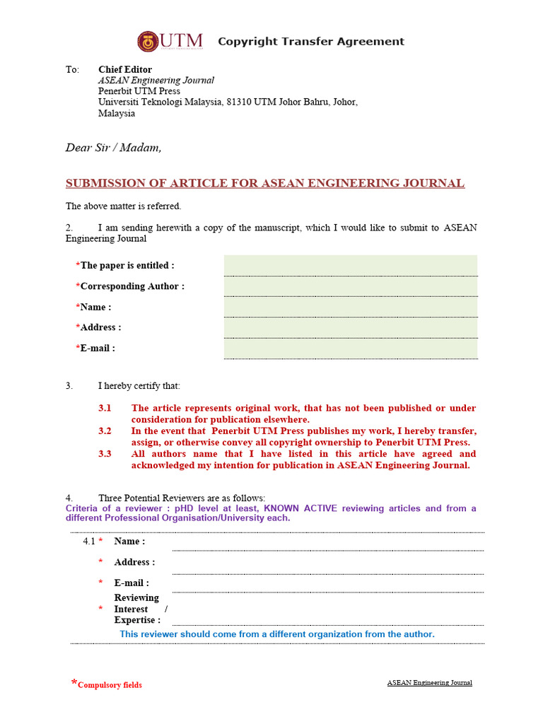 AEJ Copyright Transfer Agreement Normal Issue PDF Civil Law (Common