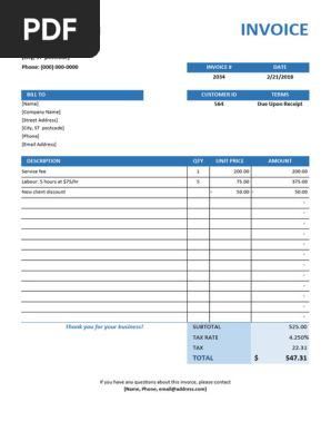 Simple service invoice