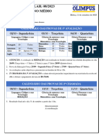 Calendário de Provas - 3 Avaliação