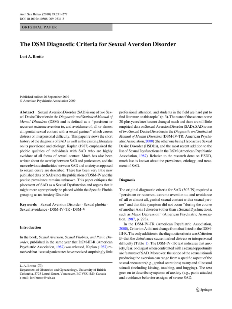 Understanding Sexual Aversion Disorder | PDF | Diagnostic And ...