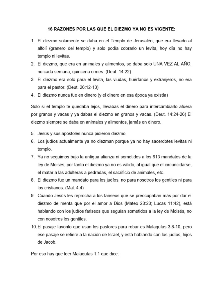 El Diezmo Ya No Es Vigente | PDF | Diezmo | Jesús