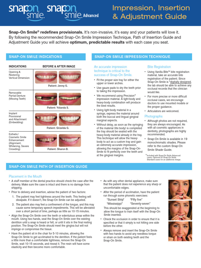 Snap On Impression Insertion Ad PDF Dentures Dentistry Branches