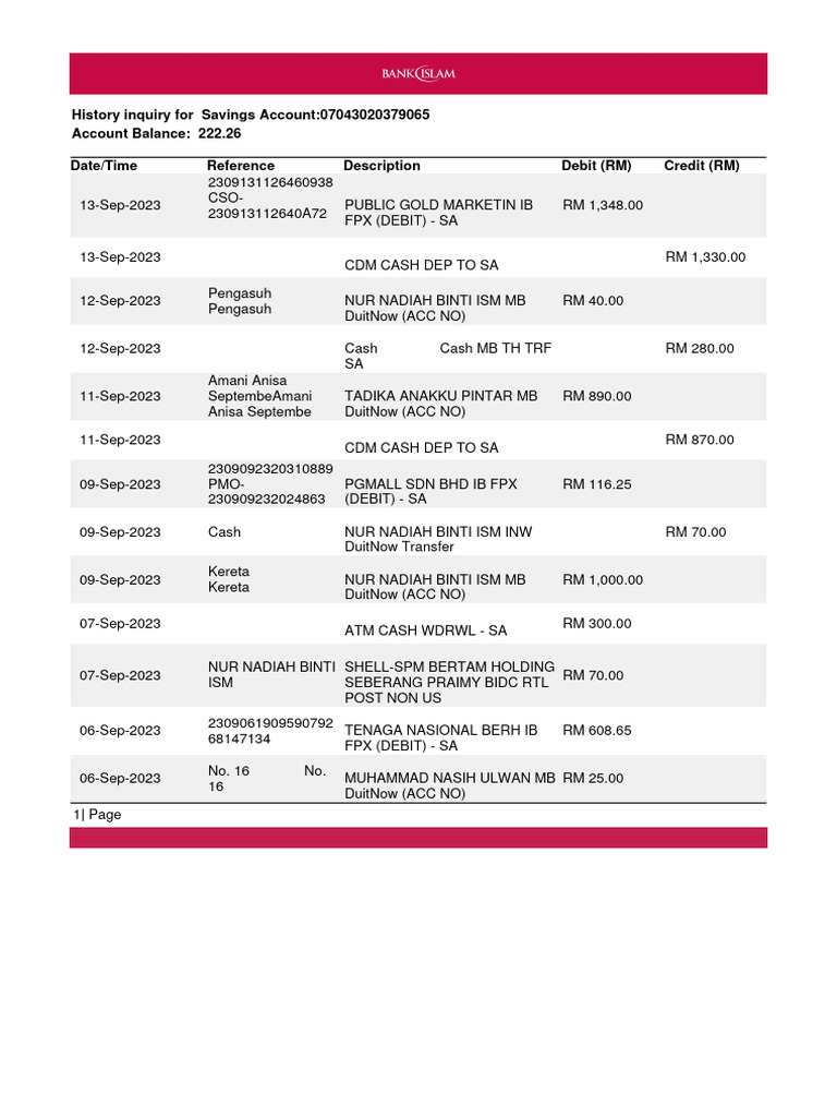 SavingsAccount History 13092023113303 | PDF | Banking | Services ...