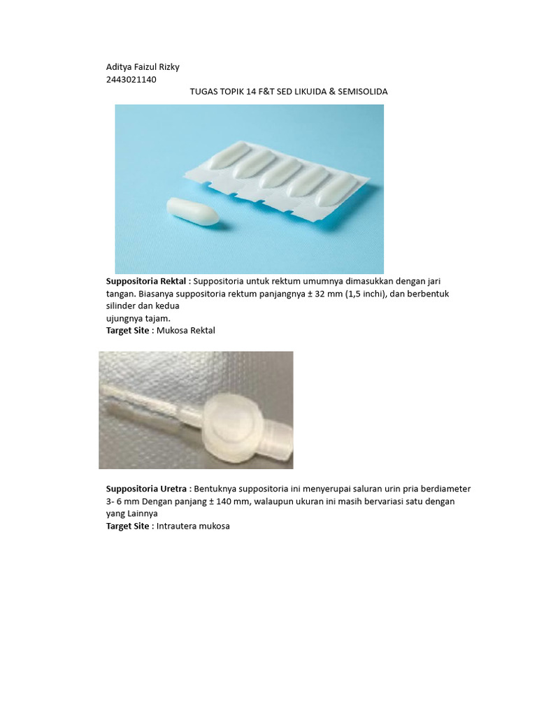 Bentuk dan Jenis Suppositoria | PDF | Kesehatan Holistik