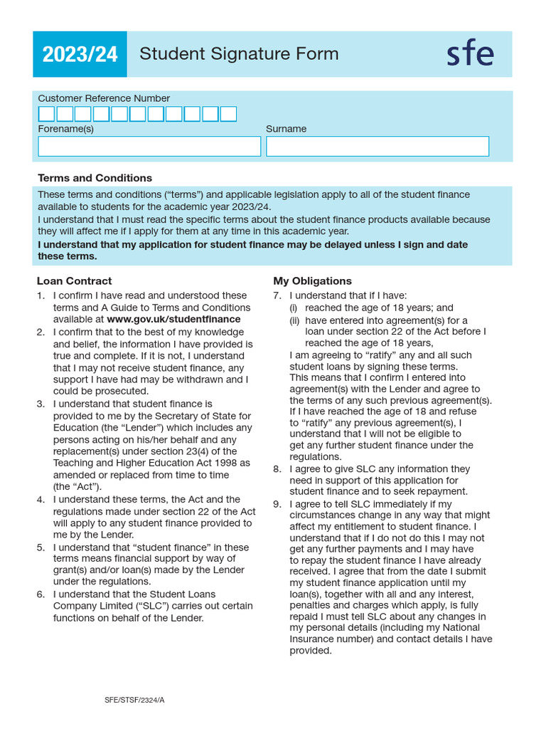 Student Finance Terms 2023/24 | PDF | Loans | Justice
