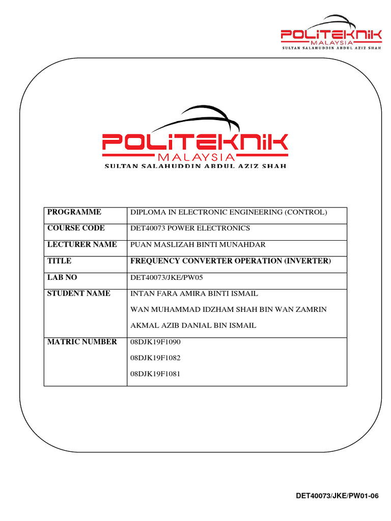 Lab 5 Power e (Akmal, Intan, Idzham) | PDF | Power Inverter | Power ...
