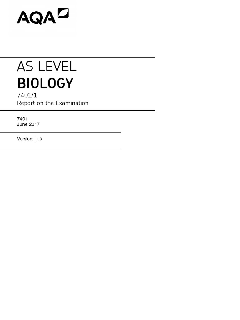 Aqa As-Level Biology Examiner Report Paper 1 2017 | PDF | Mitochondrion ...