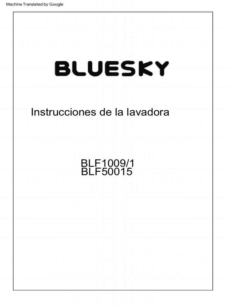 Manual de Instrucciones Lavadora Bluesky BLF 100912 PDF Tornillo — free download