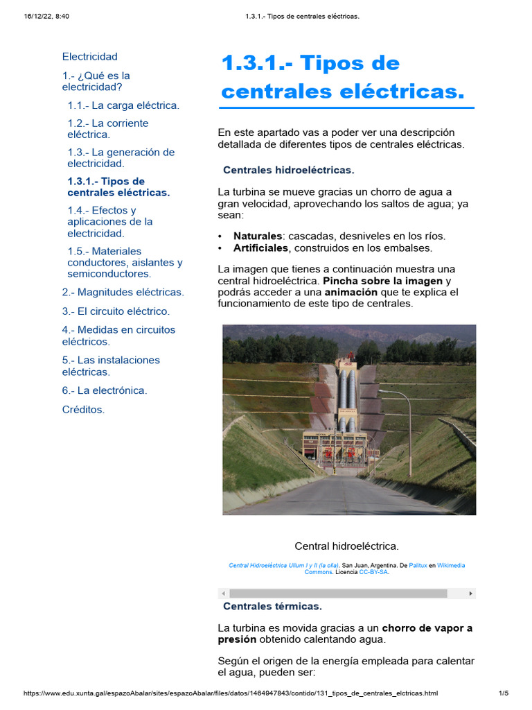Tipos de Centrales Eléctricas | PDF | Hidroelectricidad | Central eléctrica