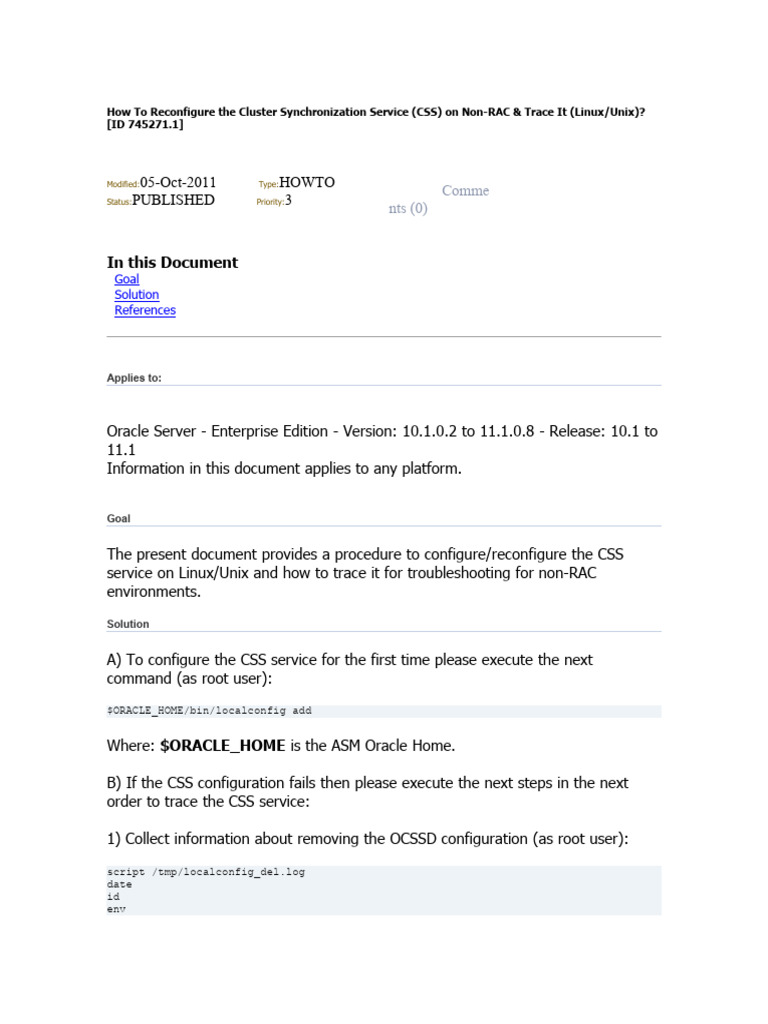 Reconfiguring Cluster Sync Service on Linux | PDF | Operating System ...