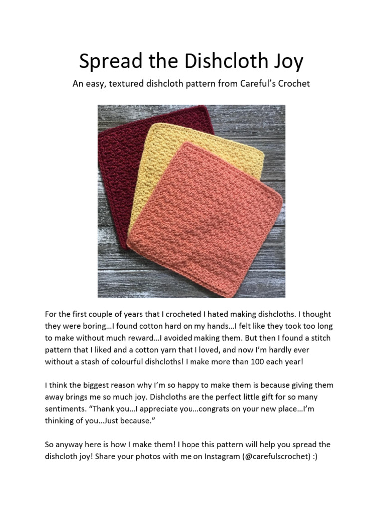 Spread The Dishcloth Joy Pattern PDF Crochet Decorative Arts