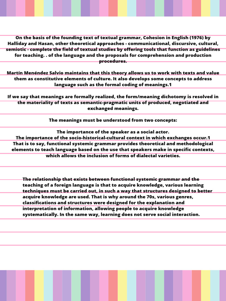 On The Basis of The Founding Text of Textual Grammar, Cohesion in