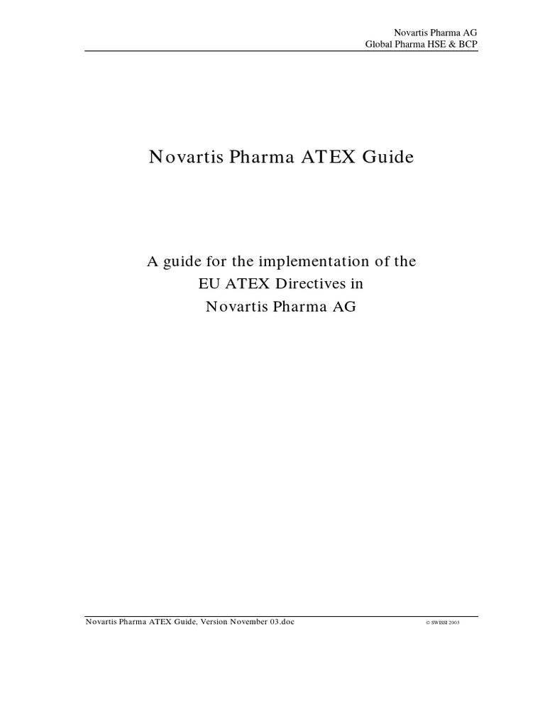 Novartis ATEX Implementation Guide | PDF | Combustion | Atmosphere Of Earth
