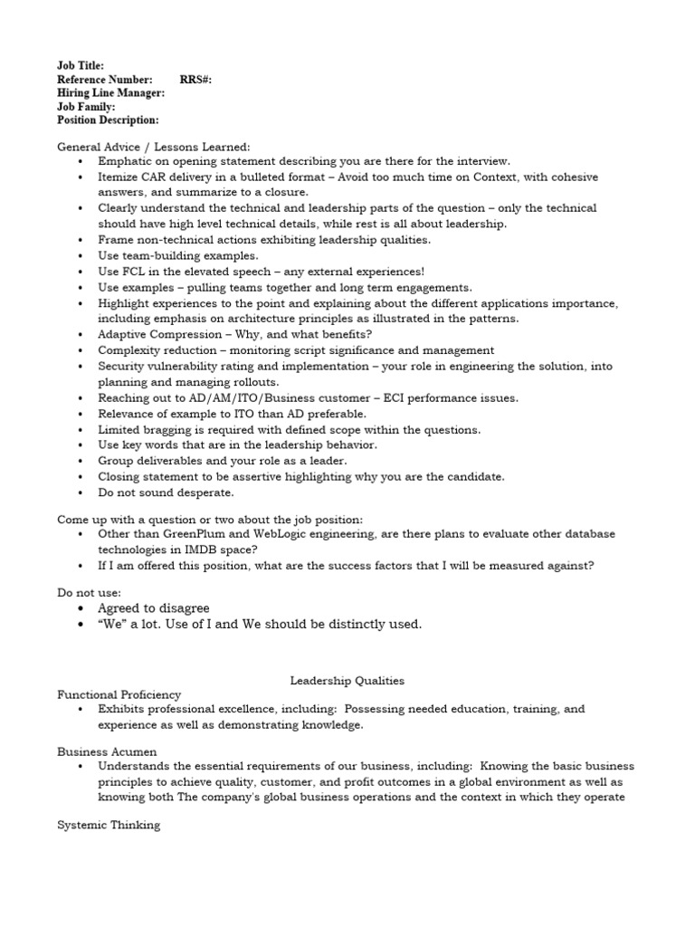 Interview - Skeleton | PDF | Communication | Leadership
