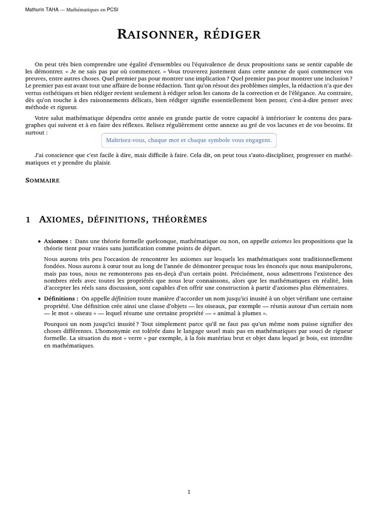 Cours - Raisonner, Rediger-1 | PDF | Mathématiques | Définition