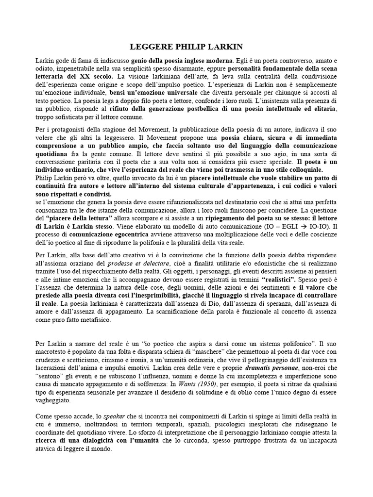 Leggere Philip Larkin | PDF