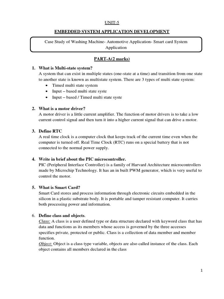 Embedded System Unit 5 Pdf Microcontroller Smart Card