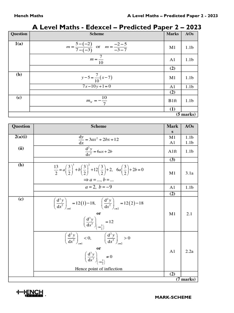 Edexcel A Level Maths Predicted Paper 2 | PDF | Mathematical Analysis ...