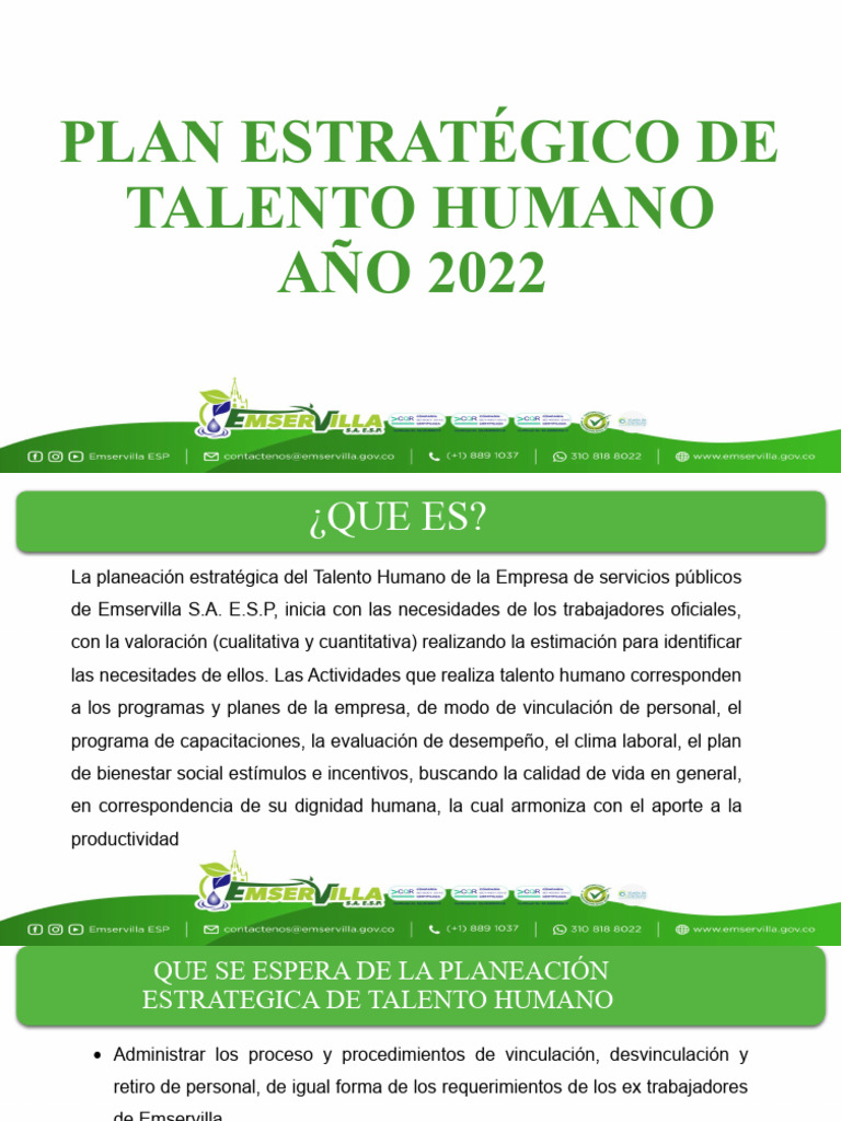 Plan Estratégico de Talento Humano 2022 | PDF | Gestión de recursos ...