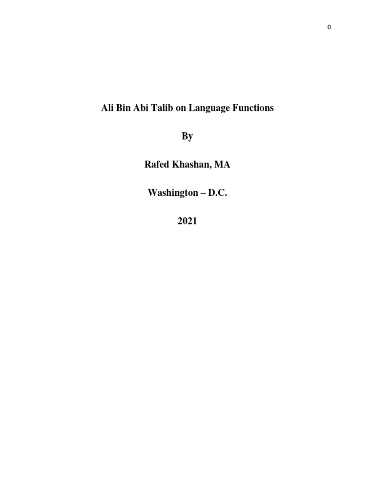 Imam Ali On Language Functions PDF Linguistics Thought