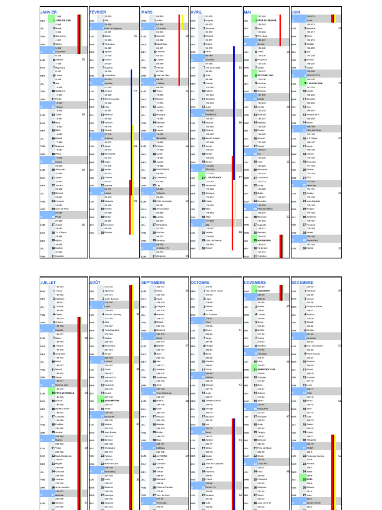 Calendrier Excel 2025 PDF Calendrier chrétien Calendrier liturgique