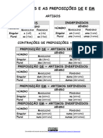 Artigos Preposições de em