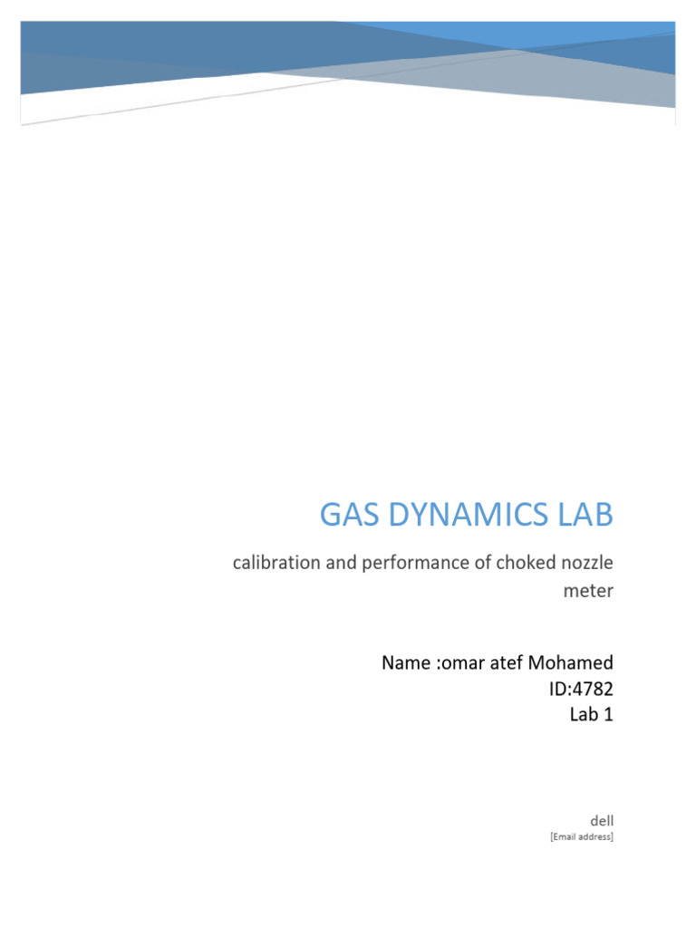 Gas Dynamics Lab Analysis | PDF | Gases | Flow Measurement