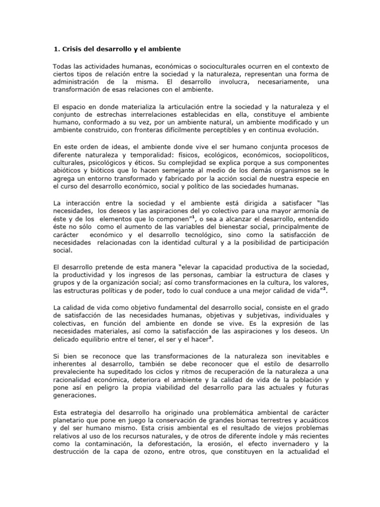 Crisis del Desarrollo y Deterioro Ambiental | PDF | Desarrollo ...