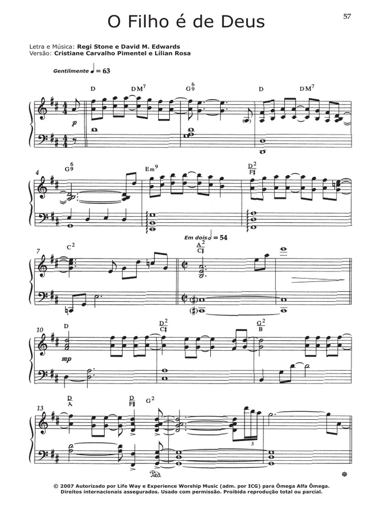 O Filho é De Deus Partitura Pdf