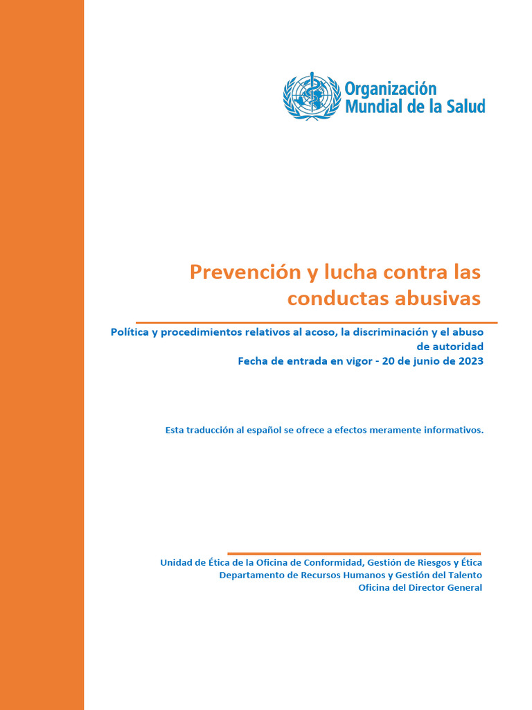 OMS Policy On Preventing And Addressing Abusive Conduct Es PDF