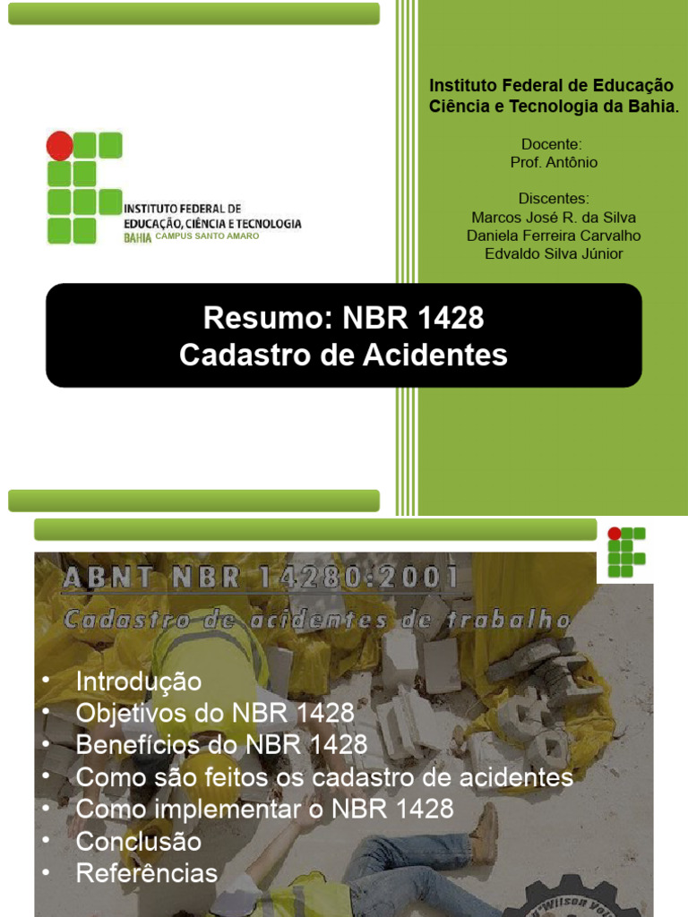 Implementação da NBR 1428: Cadastro de Acidentes | PDF | Dados