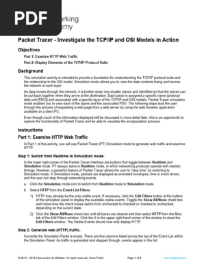 3.5.5 Packet Tracer - Investigate the TCP-IP and OSI Models in Action