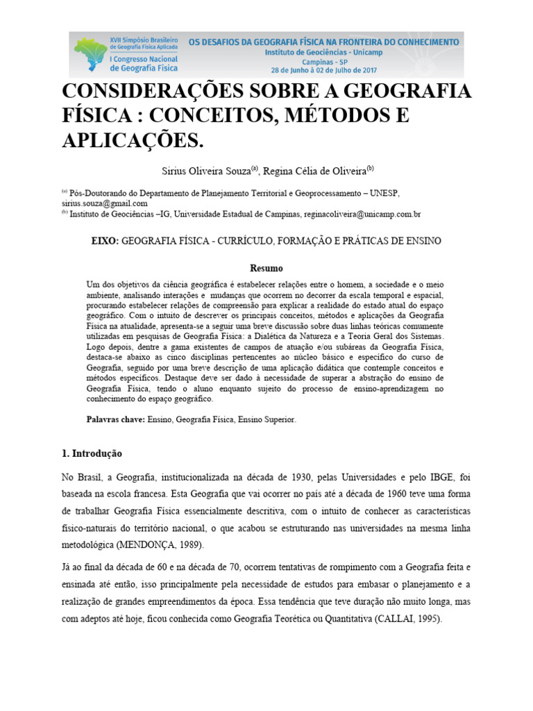 Conceitos e Métodos da Geografia Física | PDF | Geografia | Geomorfologia