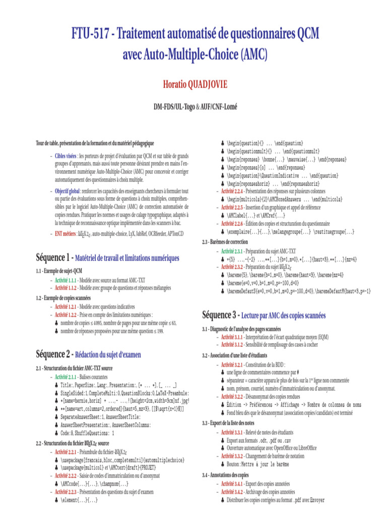 Automatisation QCM avec Auto-Multiple-Choice | PDF | Choix multiple ...