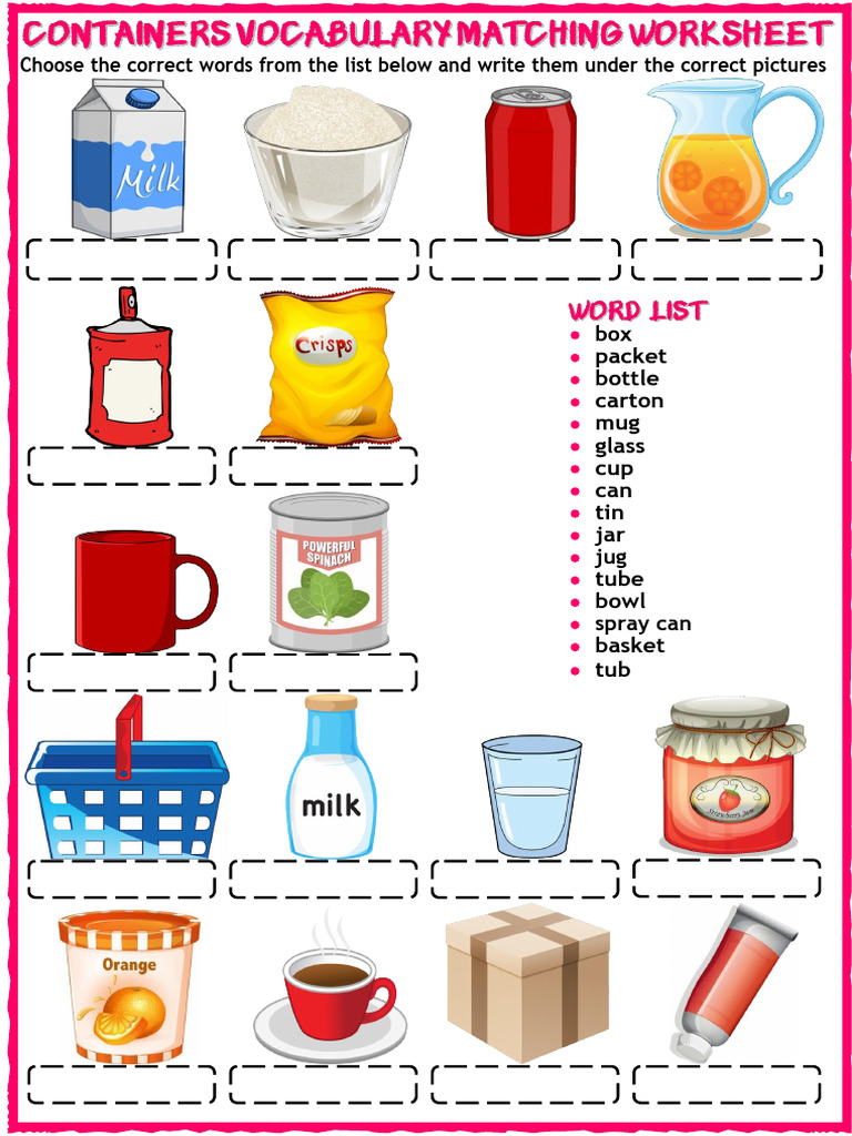 Containers Vocabulary | PDF