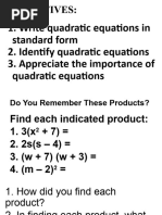 Illustrate Quadratic Equation