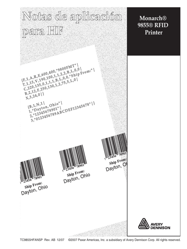 Monarch 9855 RFID Printer | PDF | Identificación de frecuencia de radio ...