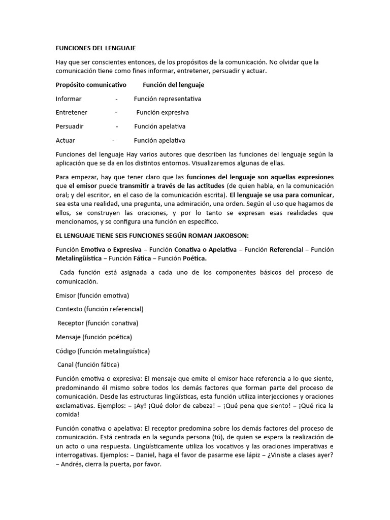 FUNCIONES DEL LENGUAJE 3ero | PDF | Comunicación | Lingüística