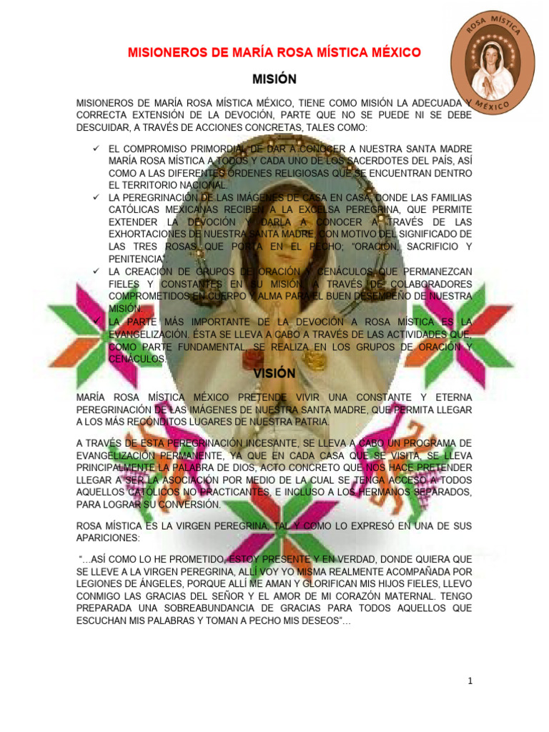 Devoción a María Rosa Mística en México | PDF | María, madre de Jesús ...
