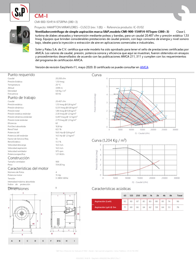Ventilador CMI-900 para Proyectos Industriales | PDF | Metrología ...
